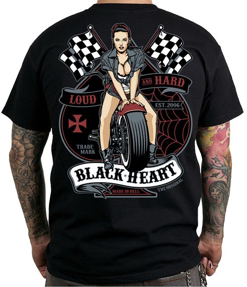 tričko pánske BLACK HEART - LOUD AND HARD - BLACK - 001-0119-BLK