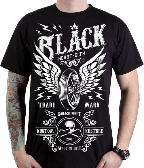 tričko pánske BLACK HEART - MOTO WINGS - BLACK - 001-0112-BLK