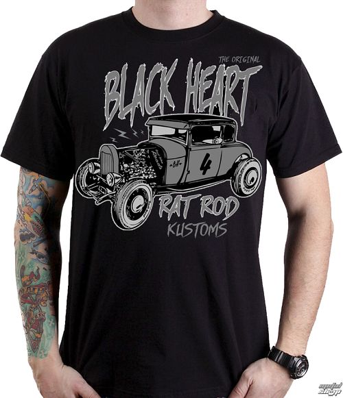 tričko pánske BLACK HEART - RAT ROD KUSTOM - BLACK - 001-0059-BLK