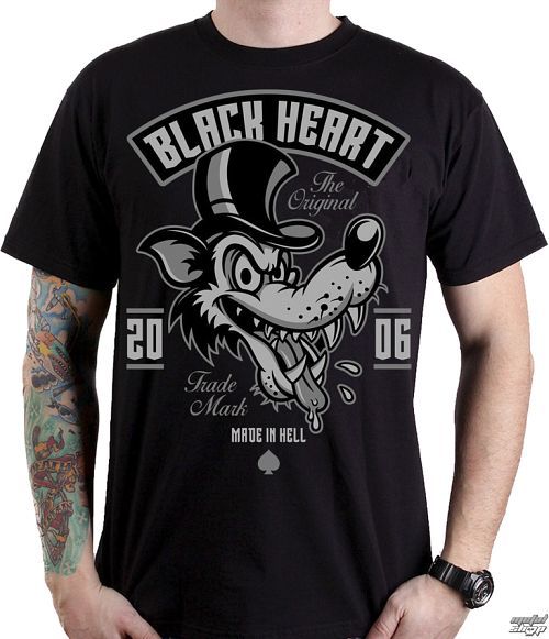 tričko pánske BLACK HEART - WOLF - BLACK - 001-0089-BLK