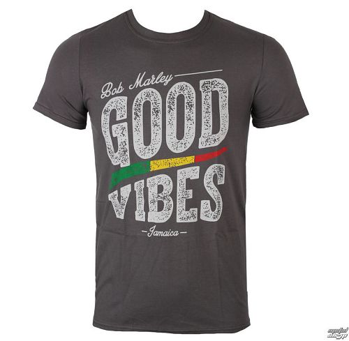 tričko pánske Bob Marley - Good Vibes - Charcoal - ROCK OFF - BMATS19MC