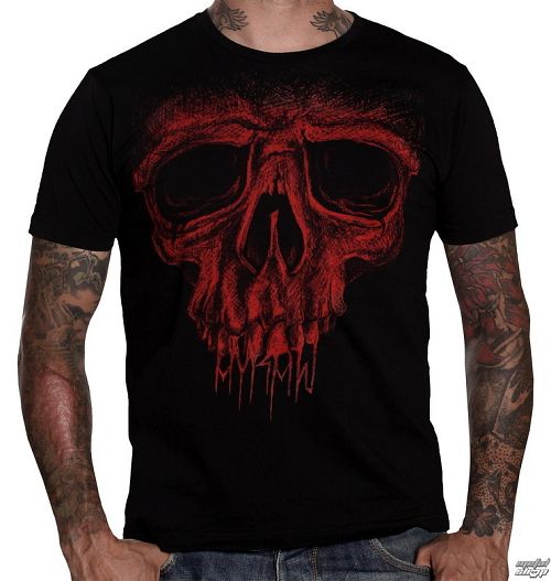 tričko pánske HYRAW - Red Skull - Black - HY002