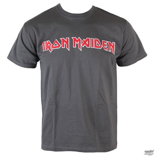 tričko pánske Iron Maiden - Classic Logo - Charcoal - ROCK OFF - IMTEE49MC