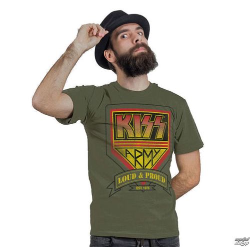 tričko pánske KISS - ARMY Distressed Logo - HYBRIS - ER-1-&&string2&&009-H71-7-DG
