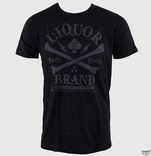 tričko pánske LIQUOR BRAND - Crossbones - Black - 237