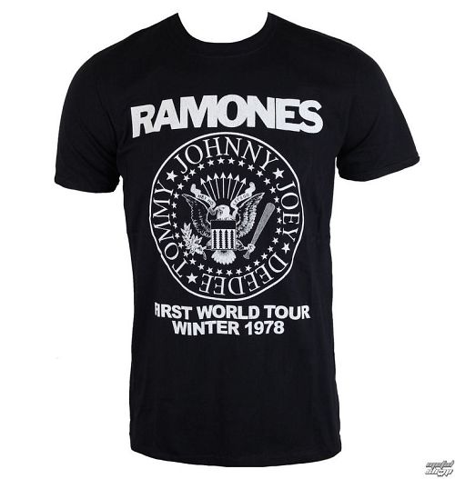 tričko pánske Ramones - First World Tour 1978 - Black - ROCK OFF - RATTRTW01MB