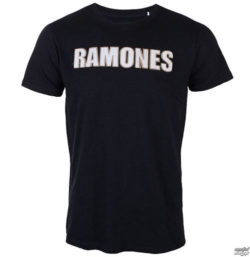 tričko pánske Ramones - Logo & Seal Applique Slub - ROCK OFF - RAAPSLUB01MN