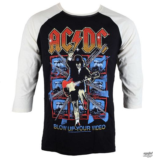 tričko pánske s 3/4 rukávom AC/DC - BLOW UP YOUR VIDEO - BLACK/WHITE - LIVE NATION - PE14038BSBP