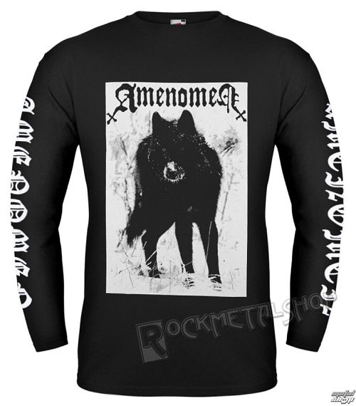 tričko pánske s dlhým rukávom AMENOMEN - SNOW WOLF - OMEN037LO BLACK