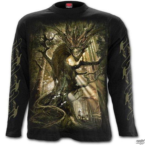 tričko pánske s dlhým rukávom SPIRAL - DRAGON FOREST - Black - L036M301