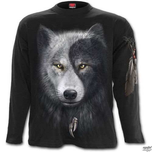 tričko pánske s dlhým rukávom SPIRAL - Wolf Chi - Black - T118M301