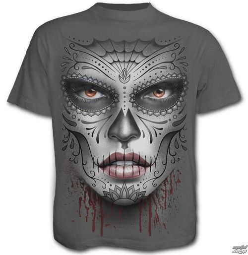 tričko pánske SPIRAL - Death Mask - Charcoal - E019M115